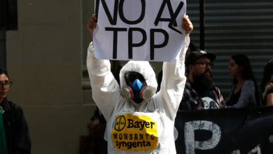 Protestas contra la votación del TPP-11