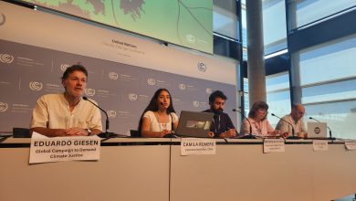 Articulación global de justicia climática denuncia en Bonn la promoción de falsas soluciones y reclama el fin del extractivismo y una transición justa en América Latina y el Caribe